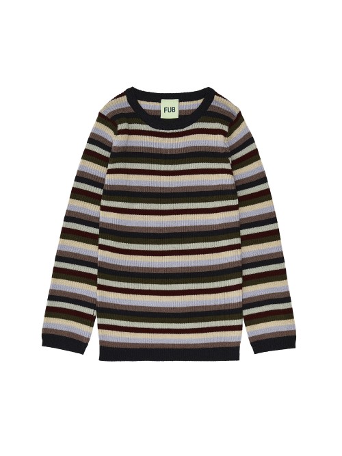 0122 Rib blouse multi stripe