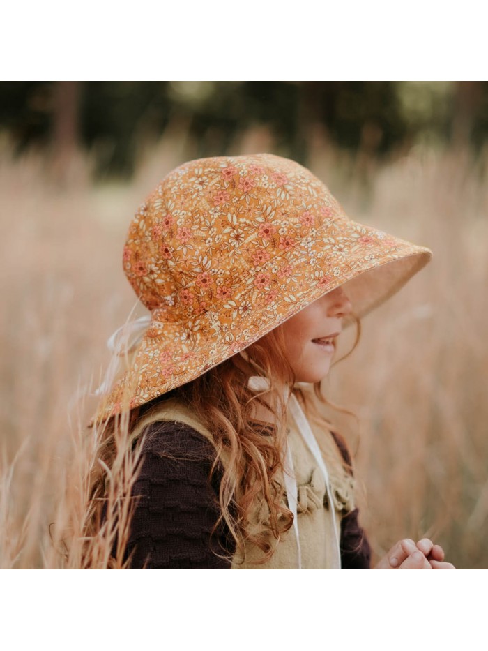 'Wanderer' Girls Reversible Sun Hat - Alice / Flax