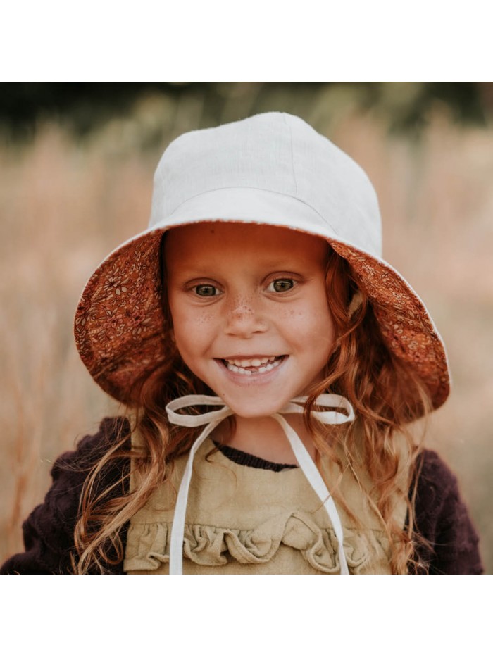 'Wanderer' Girls Reversible Sun Hat - Alice / Flax