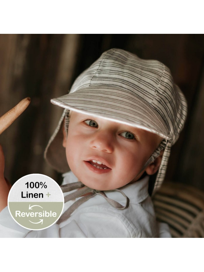 'Lounger' Baby Reversible Flap Sun Hat - Leo / Moss