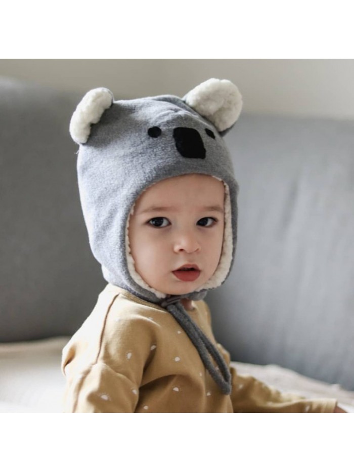 Koala Fleecy Winter Beanie - Grey Marle